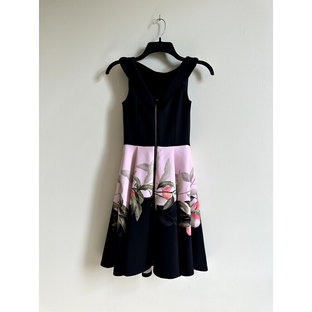 Ted Baker Women's Off Shoulder Fit Flare Dress Peach Floral Print Size 0 $398